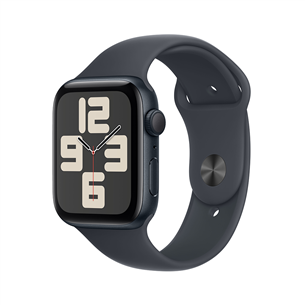 Apple Watch SE, 44 mm, GPS, sport band, S/M, midnight aluminium / midnight - Smart watch MXEJ3ET/A