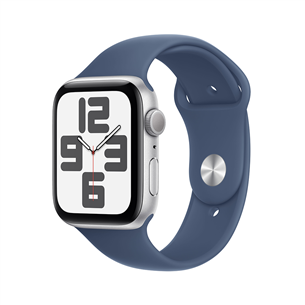 Apple Watch SE, 44 mm, GPS, sport band, S/M, hõbe alumiinium / sinine - Nutikell