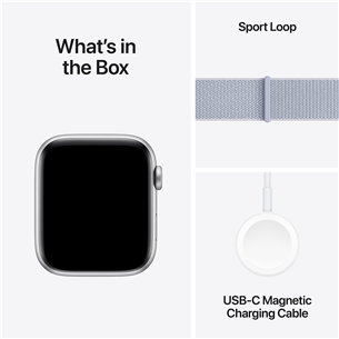 Apple Watch SE, 44 mm, GPS, sport loop, hõbe alumiinium / sinine - Nutikell