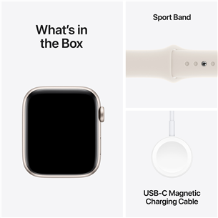 Apple Watch SE, 44 mm, GPS, sport band, S/M, beež alumiinium / beež - Nutikell