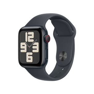 Apple Watch SE, 40 mm, GPS + Cellular, sport band, S/M, midnight aluminium / midnight - Smart watch