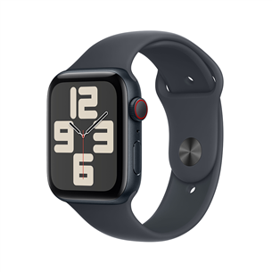 Apple Watch SE, 44 mm, GPS + Cellular, sport band, S/M, must alumiinium / must - Nutikell