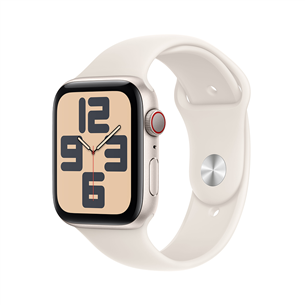 Apple Watch SE, 44 mm, GPS + Cellular, sport band, S/M, beež alumiinium / beež - Nutikell