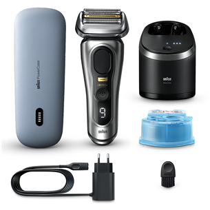 Braun Series 9 Pro+ Wet & Dry, 6-ühes SmartCare keskus ja PowerCase reisikarp, hõbedane - Pardel 9577CC