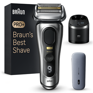 Braun Series 9 Pro+ Wet & Dry, 6-ühes SmartCare keskus ja PowerCase reisikarp, hõbedane - Pardel