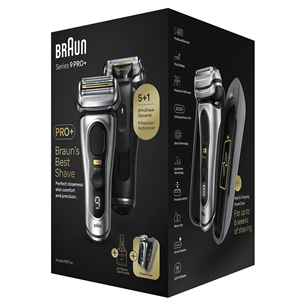 Braun Series 9 Pro+ Wet & Dry, станция 6 в 1 SmartCare и зарядный футляр PowerCase, серебристый - Бритва