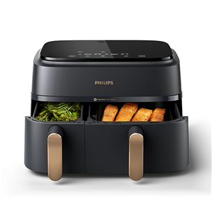 Philips 3000 Seeria Dual Basket Airfryer, 9 L, 2750 W, kaks korvi, must - Kuumaõhufritüür