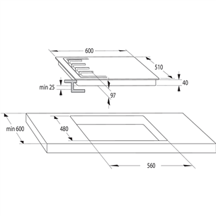 Hisense, width 60 cm, black - Built-in gas hob