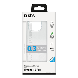 SBS Skinny cover, iPhone 16 Pro, прозрачный - Чехол