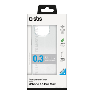 SBS Skinny cover, iPhone 16 Pro Max, läbipaistev - Ümbris