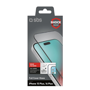 SBS Full Cover Glass Screen Protector, iPhone 16 Plus / 15 Plus - Защита для экрана