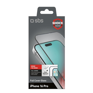 SBS Full Cover Glass Screen Protector, iPhone 16 Pro - Ekraanikaitseklaas