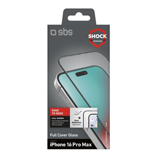 SBS Full Cover Glass Screen Protector, iPhone 16 Pro Max - Ekraanikaitseklaas