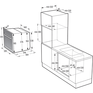 Gorenje, 77 L, must - Integreeritav ahi