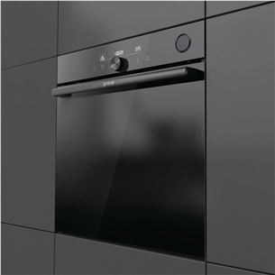 Gorenje, 77 L, pyrolytic cleaning, black - Built-in oven