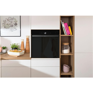 Gorenje, 77 L, pyrolytic cleaning, black - Built-in oven