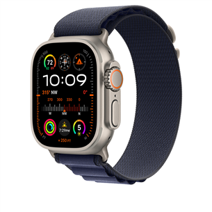 Apple Watch Alpine Loop, 49 mm, Large, natural titanium, navy - Watch band