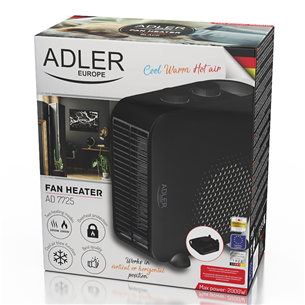 Adler, 2000 W, must - Soojapuhur-ventilaator