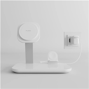 Puro Mag Station 3-in-1 Desk Stand, MagSafe, Qi2, valge - Laadimisdokk