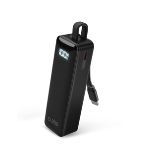 SBS LCD Power Bank, 5000 mAh, black - Power bank