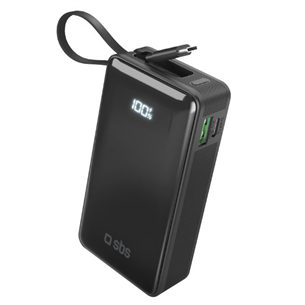 SBS LCD Power Bank, 10000 mAh, must - Akupank TTBB10000LCDTCPD20K