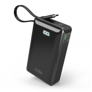 SBS LCD Power Bank, 20000 mAh, must - Akupank