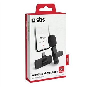 SBS Wireless Microphone, USB-C, must - Juhtmevaba mikrofon