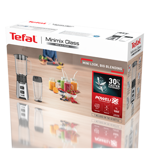 Tefal Minimix, 400 W, серебристый - Блендер + переносной стакан