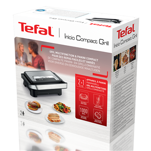 Tefal Inicio Compact, 1000 W, roostevaba teras - Kompaktne grill