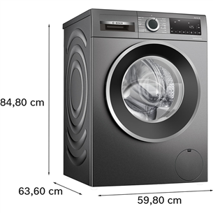 Bosch, Seeria 6, 9 kg, sügavus 59 cm, 1400 p/min, hall - Eestlaetav pesumasin