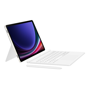 Samsung Book Cover Keyboard, Galaxy Tab S9 / S9 FE, AI key, valge - Klaviatuuriga ümbris