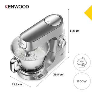 Kenwood Titanium Chef Baker, 5 L/1.6 L, 1200 W, hõbedane - Köögikombain