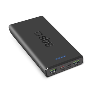 SBS Power Bank, 10000 mAh, 20 W, must - Akupank TTBB10000FASTPD20K