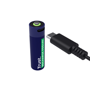 Trust USB-C rechargeable AA batteries, 2 шт. - Перезаряжаемые батарейки