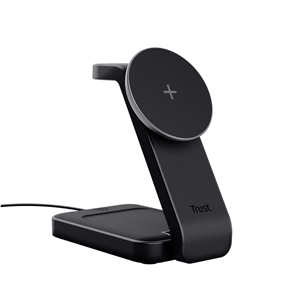 Trust Viro 3-in-1 Wireless Magnetic Charge Stand, Qi, black - Wireless charging dock