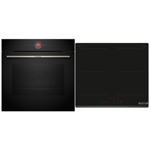 Bosch, 71 L, black - Built-in oven + induction hob