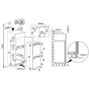 Hisense, NoFrost Dual, 252 L, height 178 cm - Built-in Refrigerator