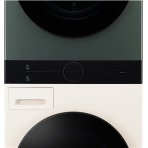 LG, 12 kg + 10 kg, depth 66 cm, 1400 rpm, beige/green - Washing machine + Dryer