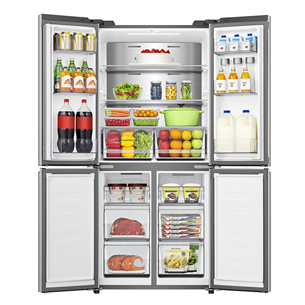 Hisense, Cross Door, No Frost, 483 L, height 179 cm, gray - SBS Refrigerator