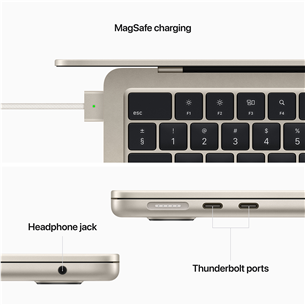 Apple MacBook Air 13" (2022), M2 8C/8C, 16 GB, 256 GB, RUS, kuldne - Sülearvuti