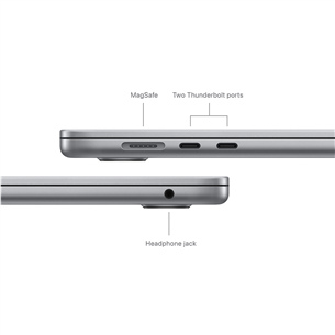 Apple MacBook Air 15'' (2024), M3 8C/10C, 24 GB, 512 GB, ENG, hall - Sülearvuti