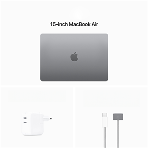 Apple MacBook Air 15'' (2024), M3 8C/10C, 24 GB, 512 GB, ENG, hall - Sülearvuti