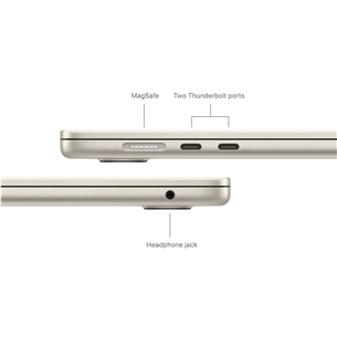 Apple MacBook Air 15'' (2024), M3 8C/10C, 24 GB, 512 GB, RUS, kuldne - Sülearvuti