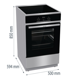 Gorenje, 70 L, width 50 cm, inox - Induction cooker with electric oven