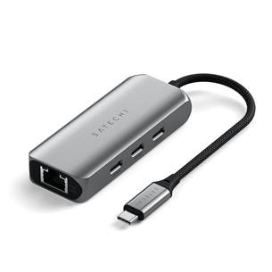 Satechi 4-in-1 USB-C Hub, LAN, серый - USB-хаб ST-H3C25EM