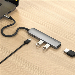 Satechi 4-in-1 USB-C Slim Multiport Adapter 4K, hall - USB hub