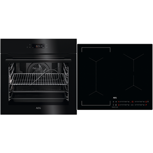 AEG AssistedCooking 8000, 71 L, black - Built-in oven + induction hob BPE742380B+IKE64441I