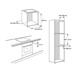 Whirlpool, 73 L, white - Built-in oven + induction hob