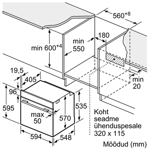 Bosch, 71 L, pürolüütline puhastus, must - Integreeritav ahi