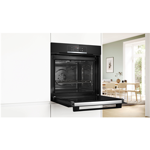 Bosch, 71 L, pyrolytic cleaning, black - Built-in oven